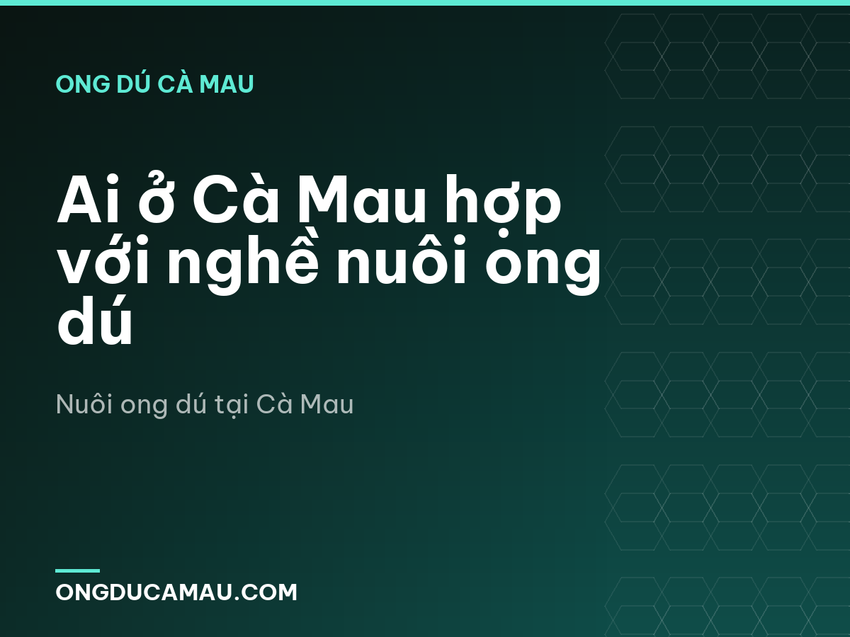 Ai ở Cà Mau hợp với nghề nuôi ong dú